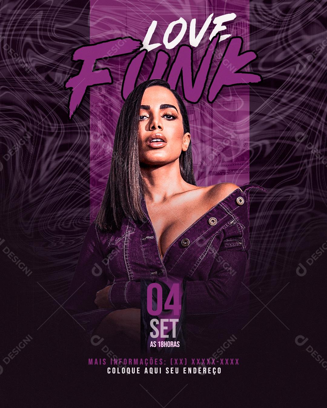 Flyer Love Funk Anita Show Social Media PSD Editável