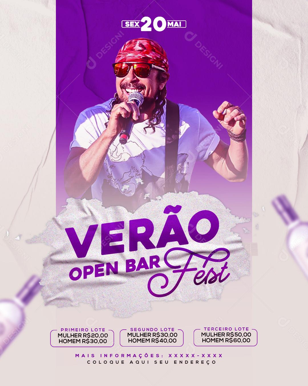 Flyer Verão Open Bar Fest Social Media PSD Editável