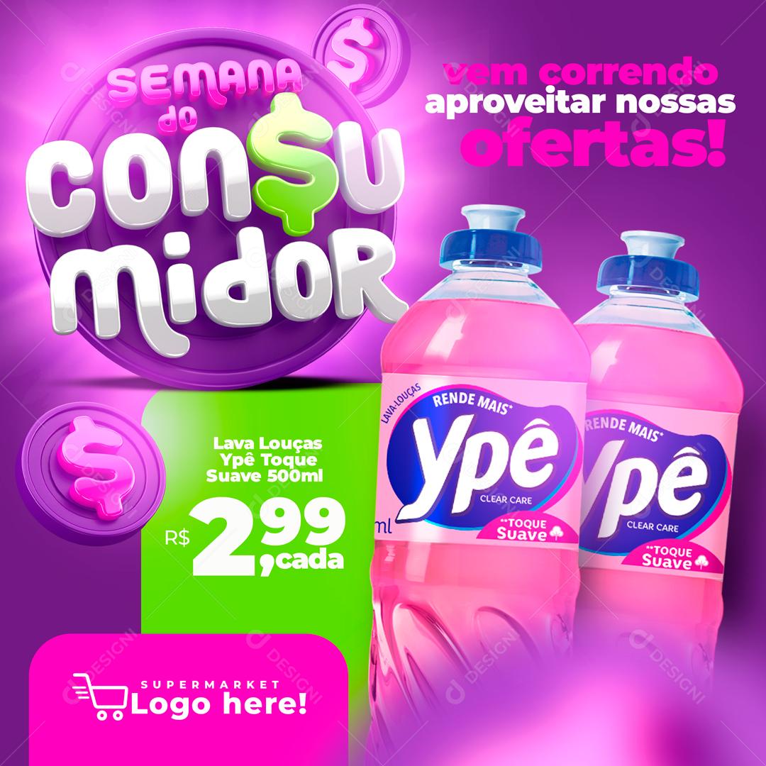 Social Media Semana do Consumidor Supermercado PSD Editável