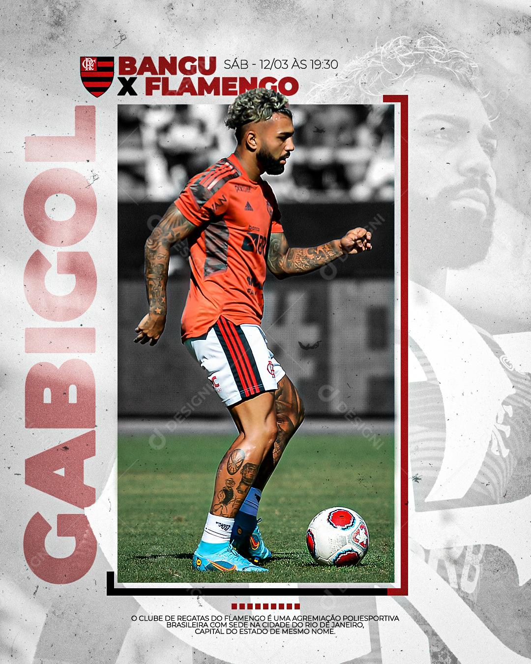 Flyer Bangu VS Flamengo Futebol Social Media PSD Editável