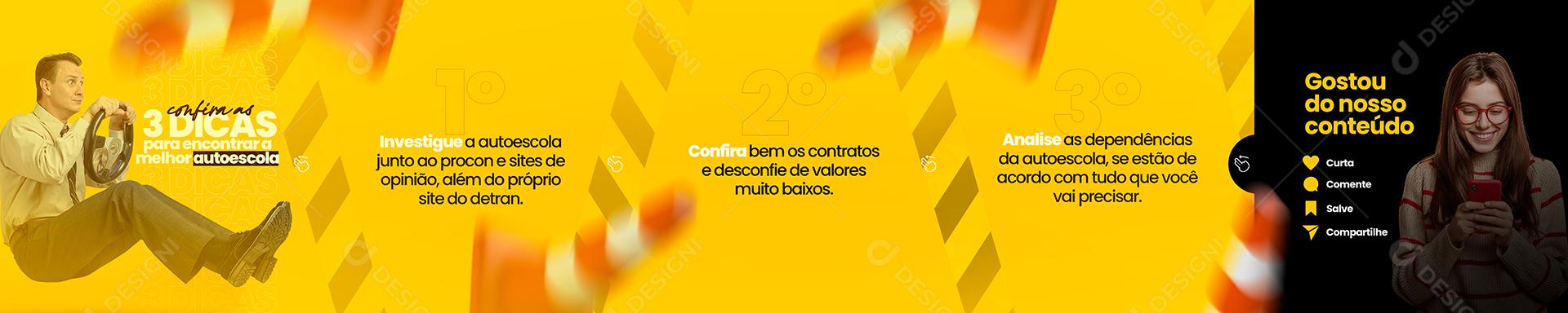 Social Media As 3 Dicas Para Encontrar a Melhor Auto Escola Carrossel PSD Editável