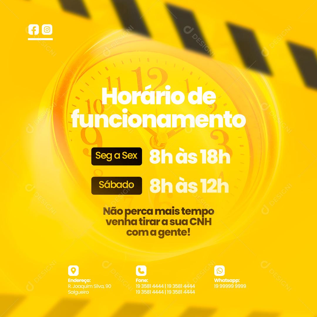 Social Media Horário De Atendimento Auto Escola PSD Editável