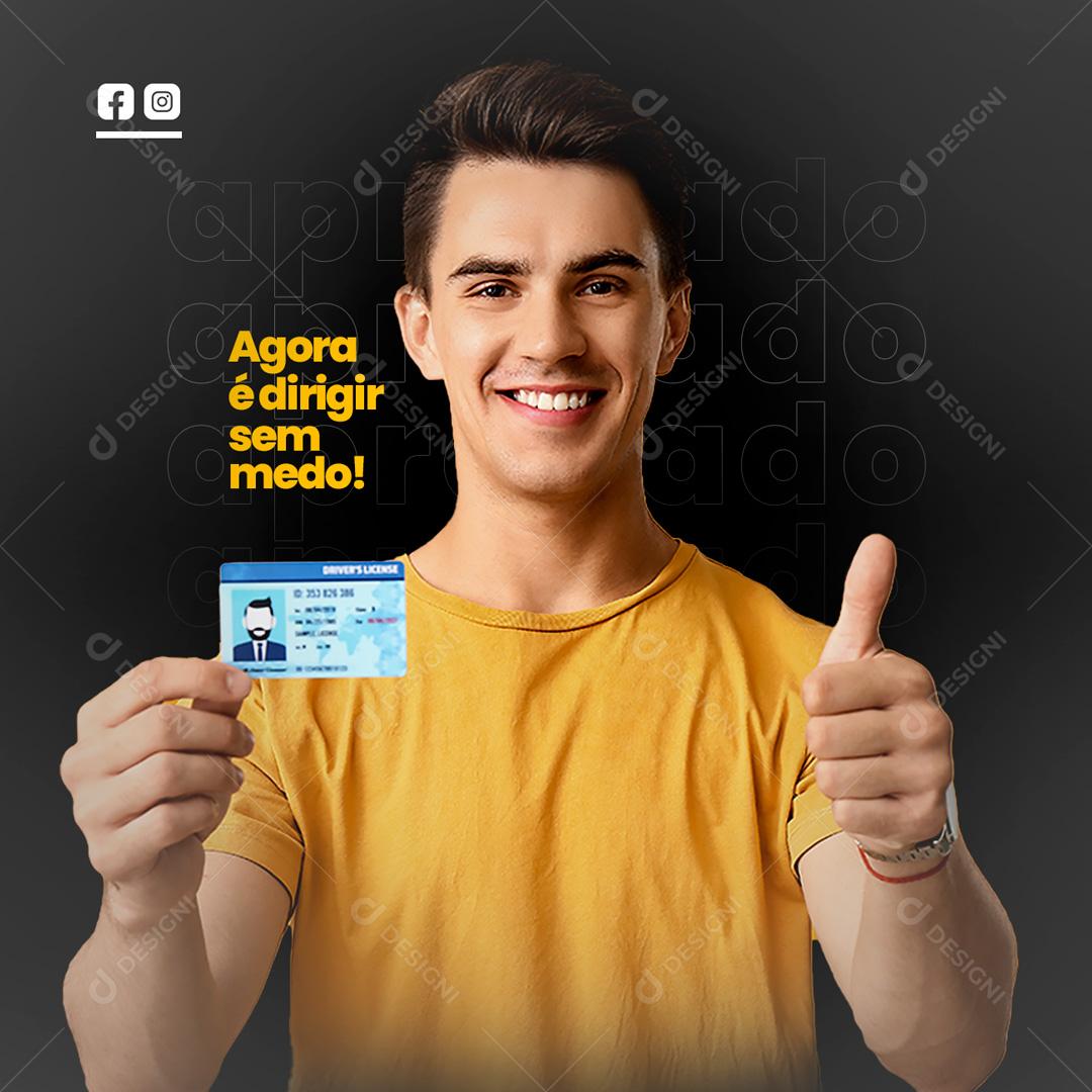 Social Media Agora é dirigir sem medo  Auto Escola PSD Editável
