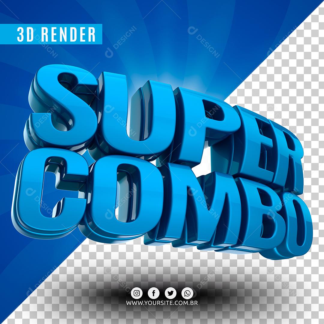 Texto 3D Super Combo Azul Para Composição PSD
