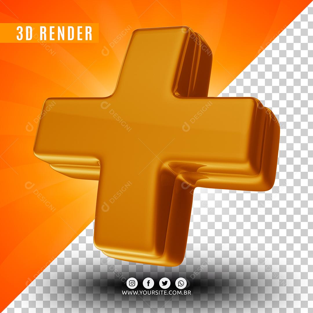 Sinal De Mais + Azul Elemento 3D Para Composição PSD