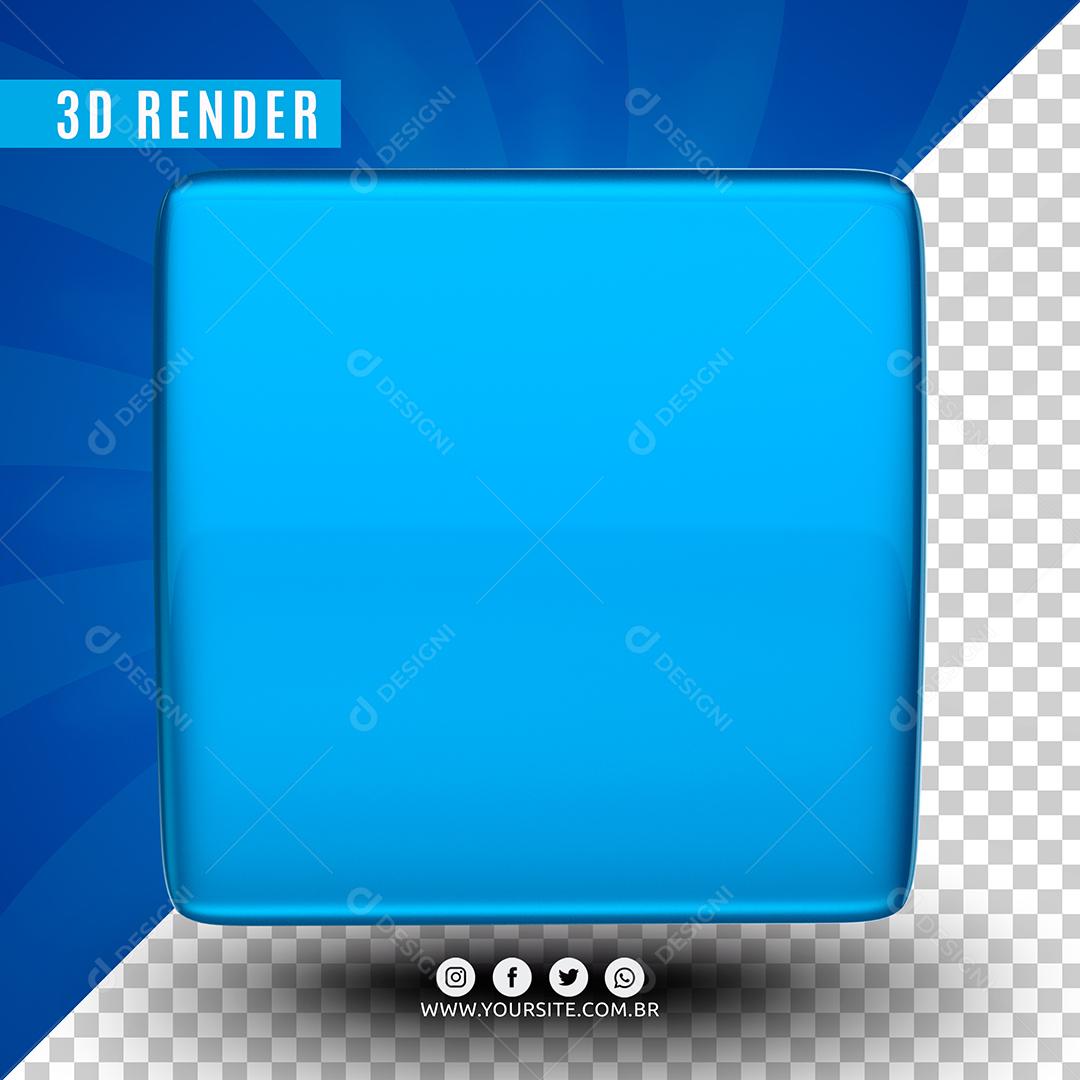 Elemento 3D Forma Geométrica Quadrado Azul Para Composição PSD