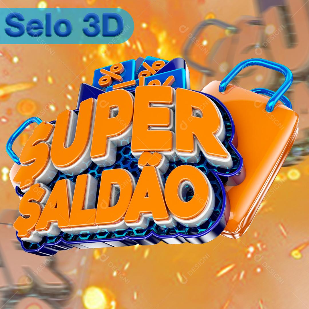 Selo 3D Super Saldão Laranjado Para Composição PNG Transparente Sem Fundo