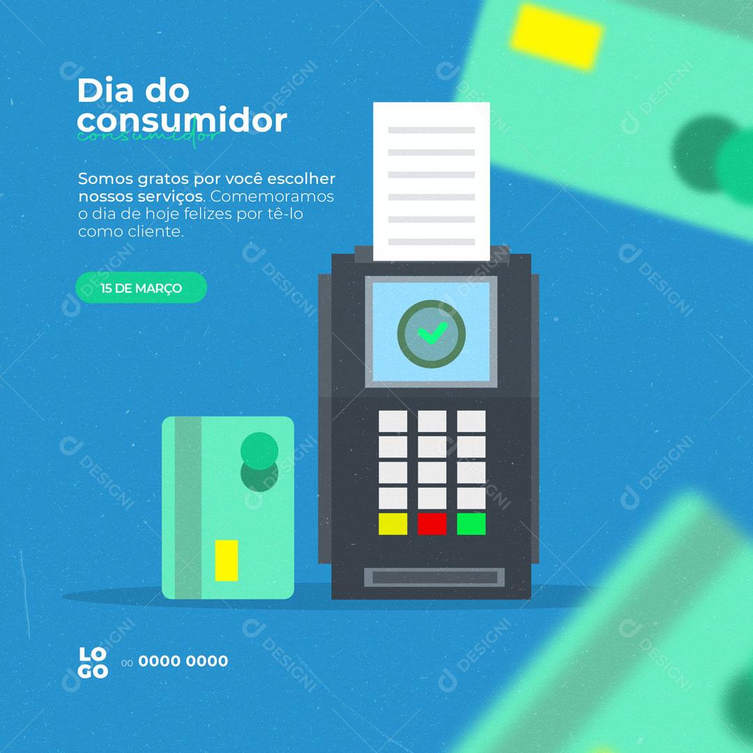 Post Máquina de Cartão Dia do Consumidor Social Media PSD Editável