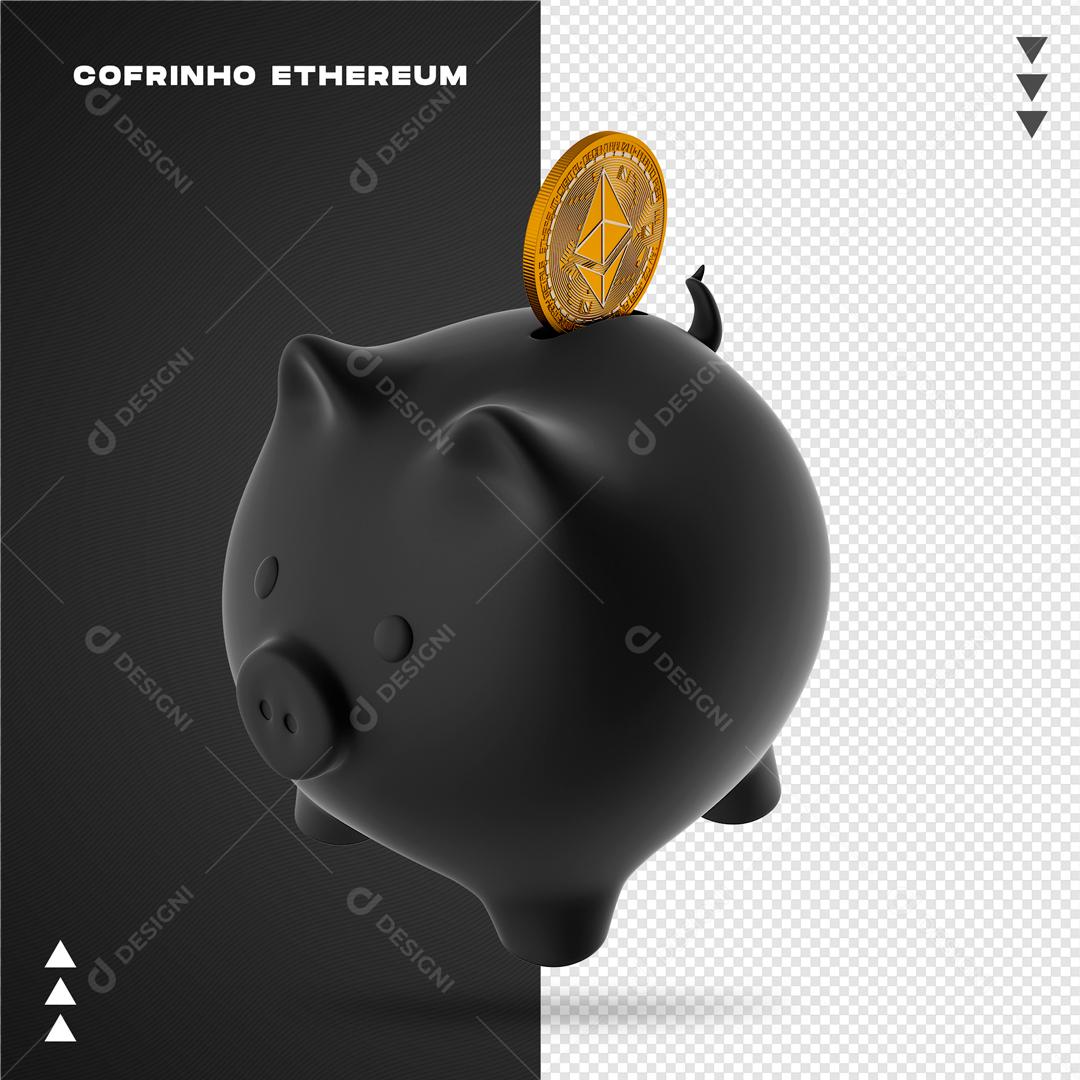 Elemento 3D Para Composição Cofrinho Com Moeda Bitcoin PSD Editável