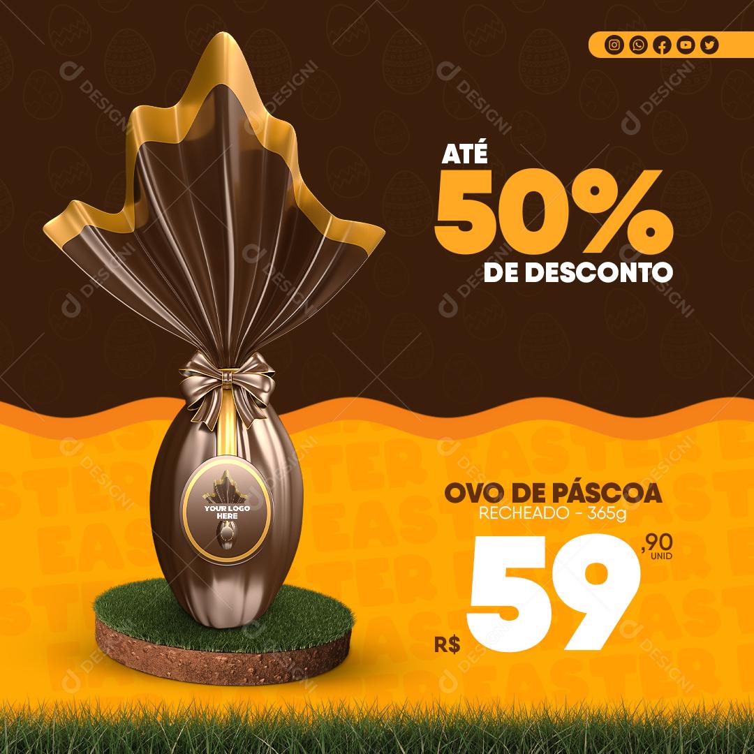 Ovo De Páscoa Até 50% De Desconto Social Media PSD Editável
