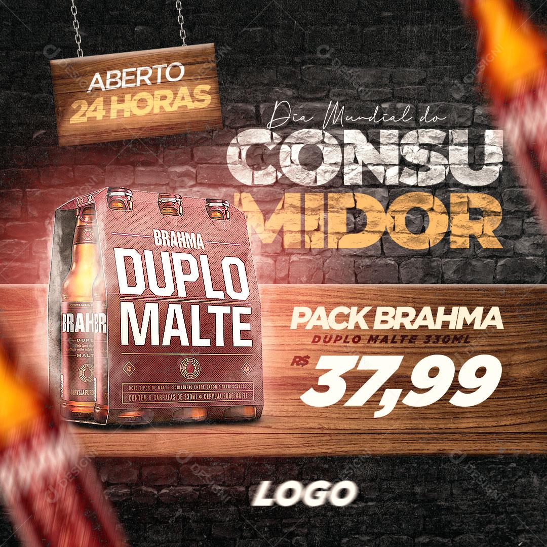 Post Bebidas Cerveja Dia do Consumidor Social Media PSD Editável