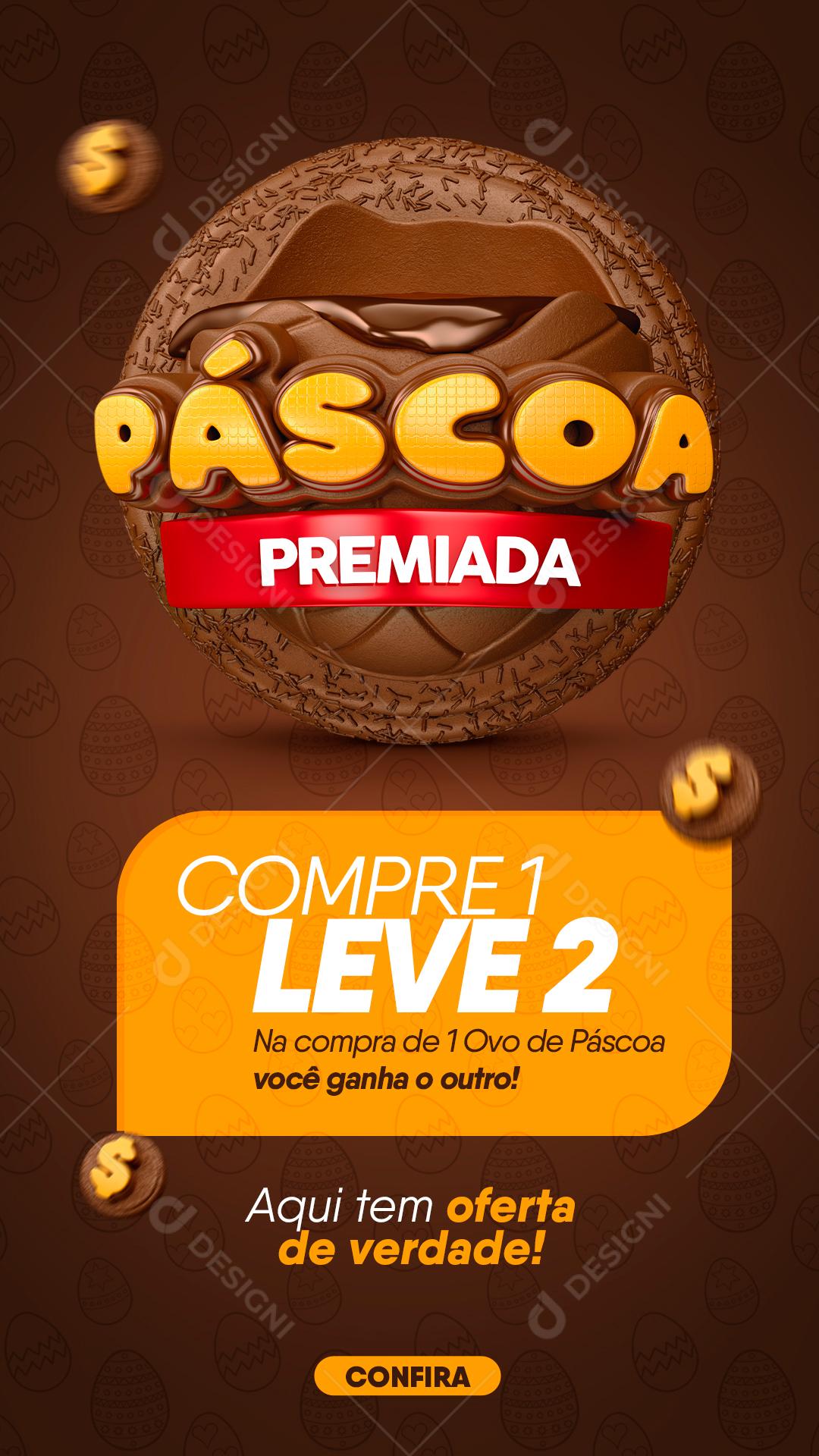 Social Media Páscoa Premiada Compre 1 Leve 2 PSD Editável