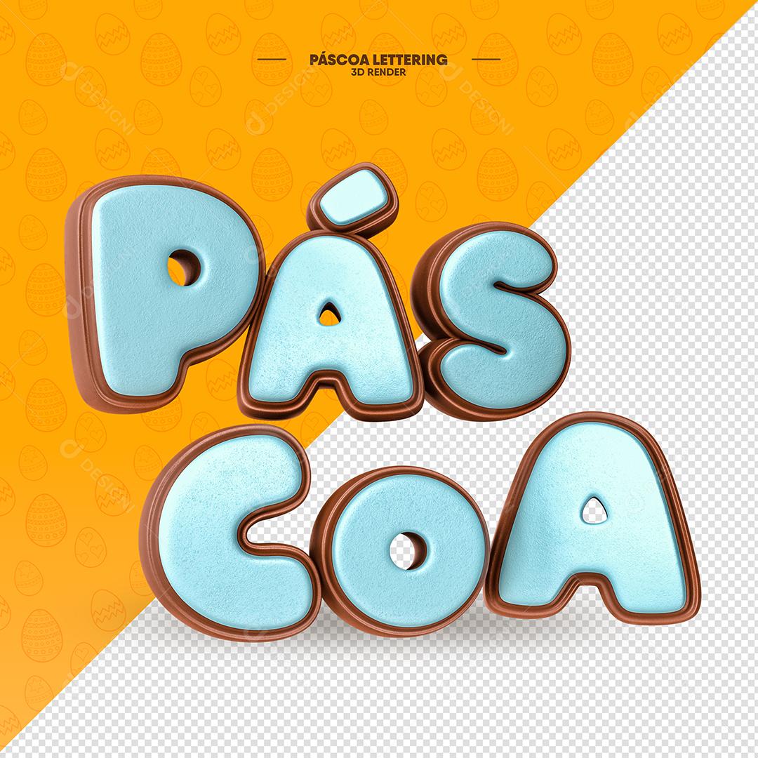 Páscoa Azul Marinho Texto 3D Para Composição PSD