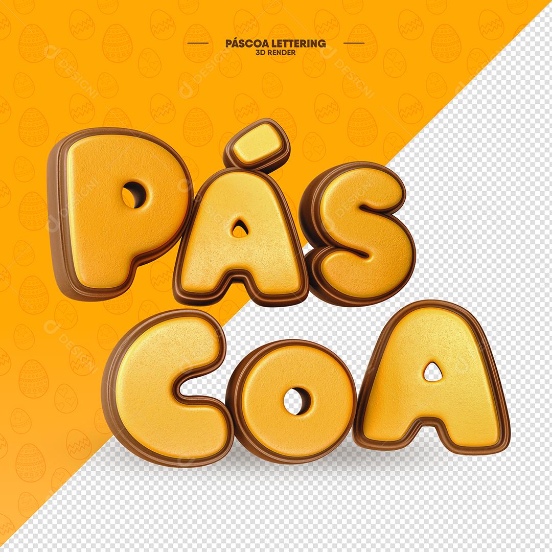 Texto 3D Páscoa Amarelo Para Composição PSD