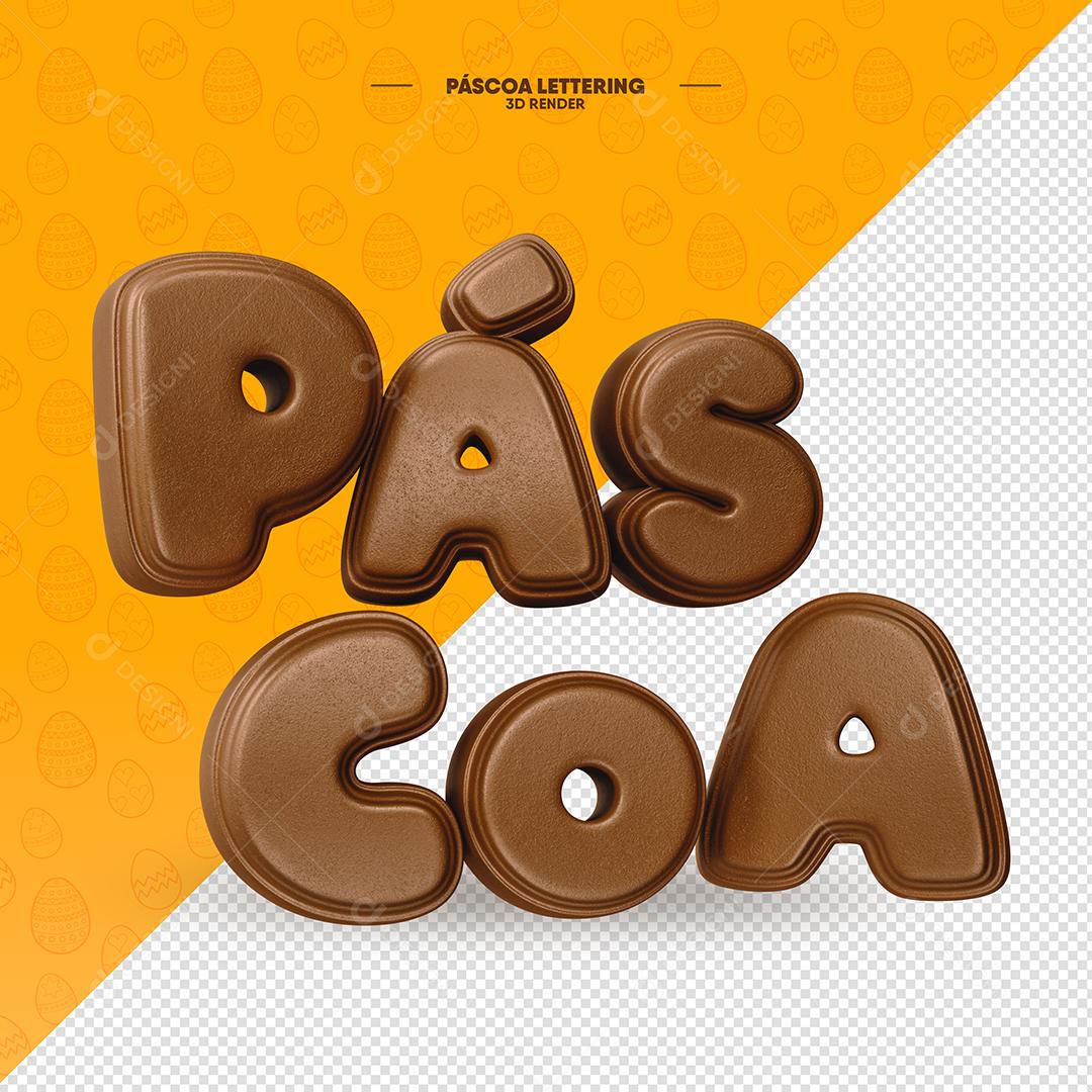 Texto 3D Páscoa De Chocolate Para Composição PSD