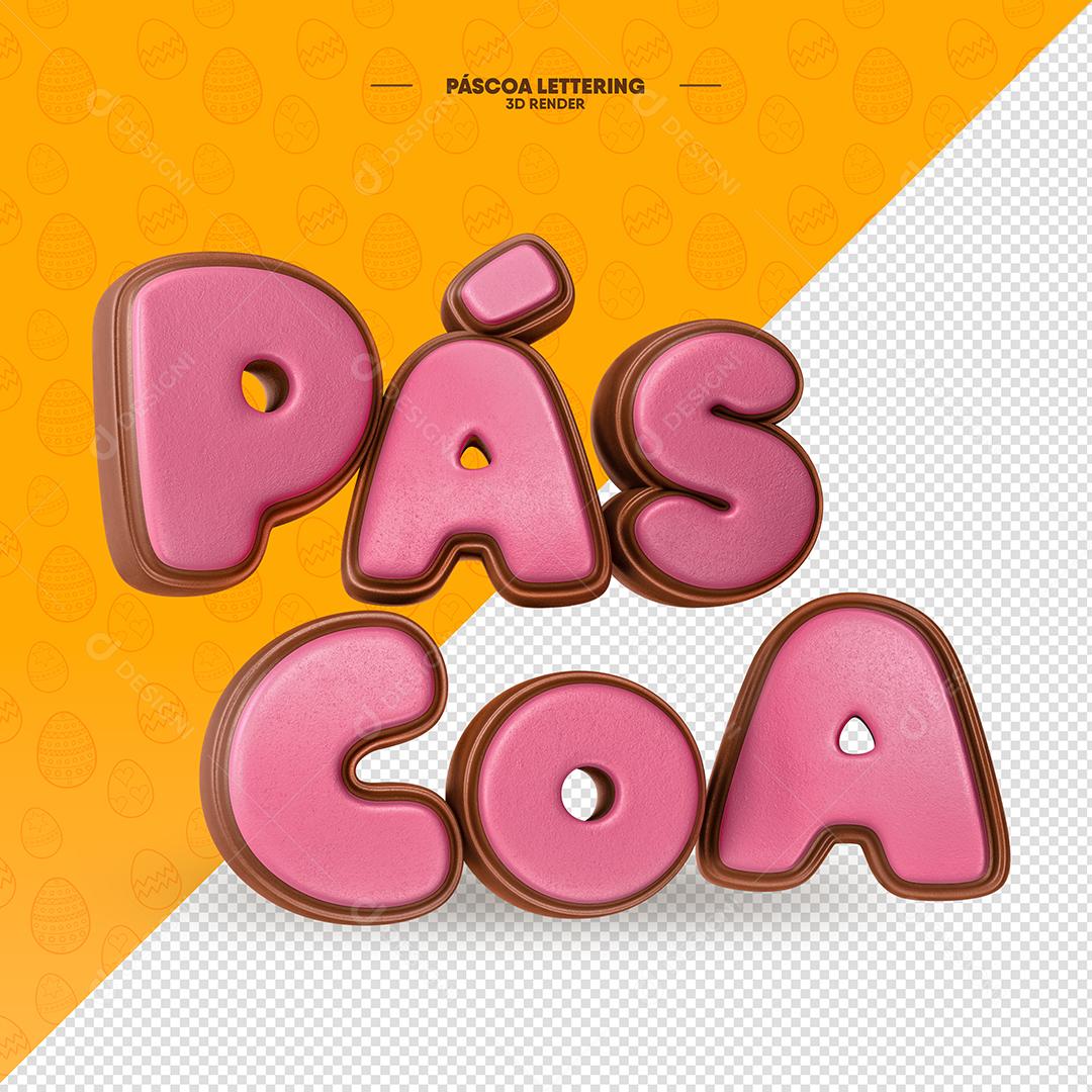 Texto 3D Páscoa Rosa Para Composição PSD