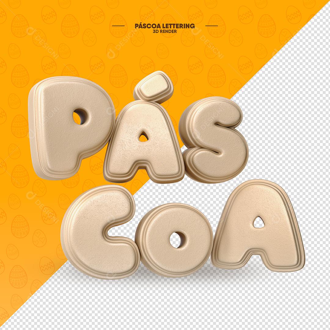 Páscoa Rosa Texto 3D Para Composição PSD