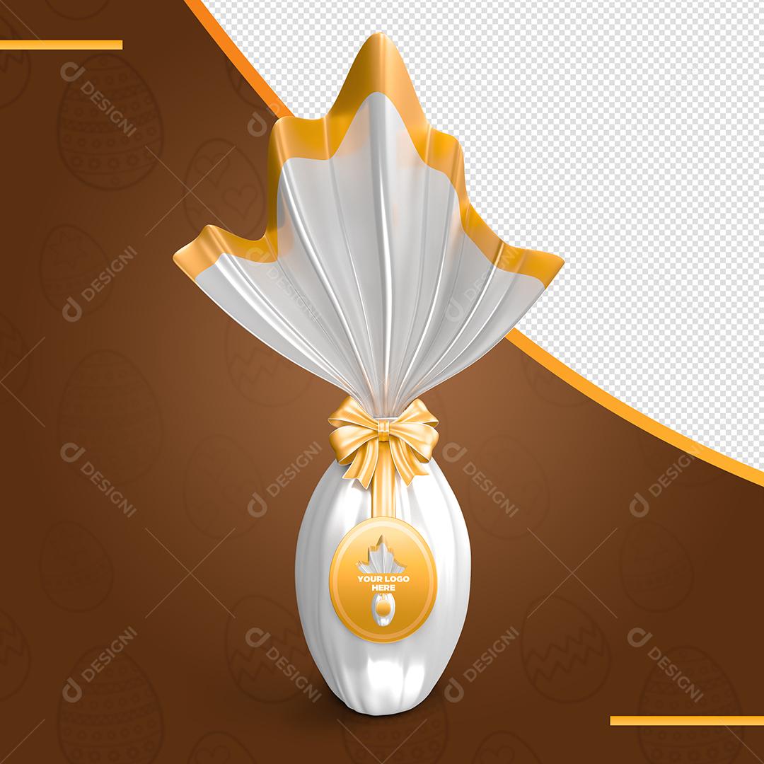Elemento 3D Ovo De Páscoa Branco Para Composição PSD