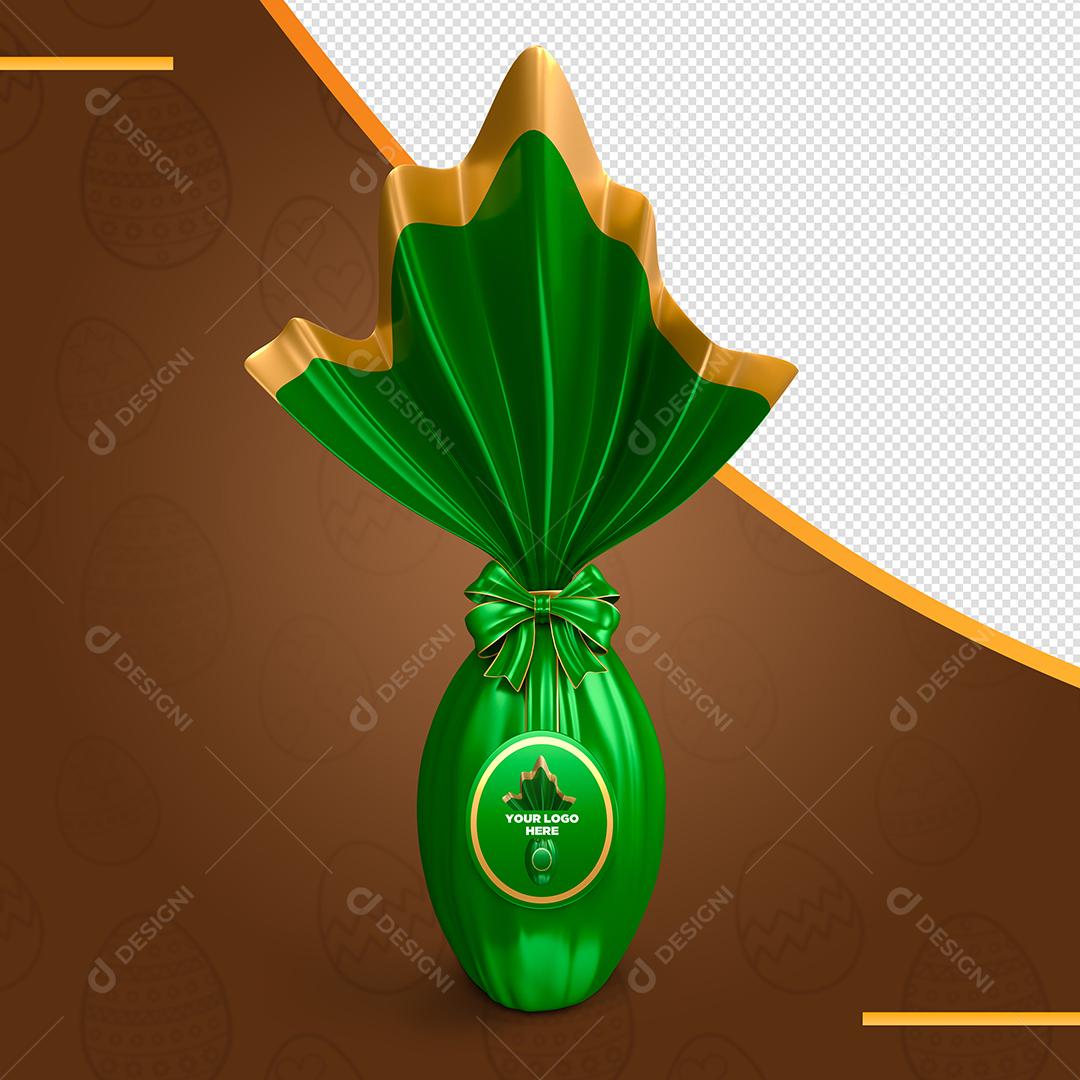 Elemento 3D Ovo De Páscoa Verde Para Composição PSD