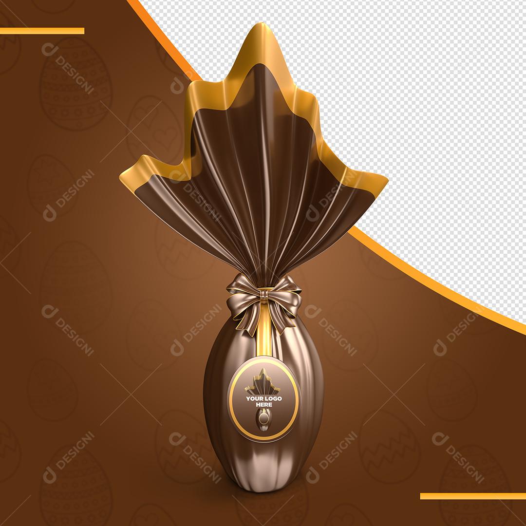 Elemento 3D Ovo De Páscoa De Chocolate Para Composição PSD