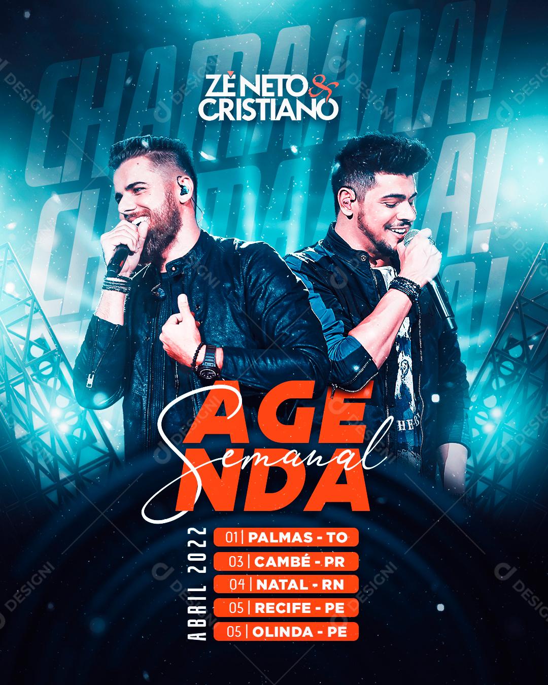 Flyer Agenda Semanal Zé Neto E Cristiano Social Media PSD Editável