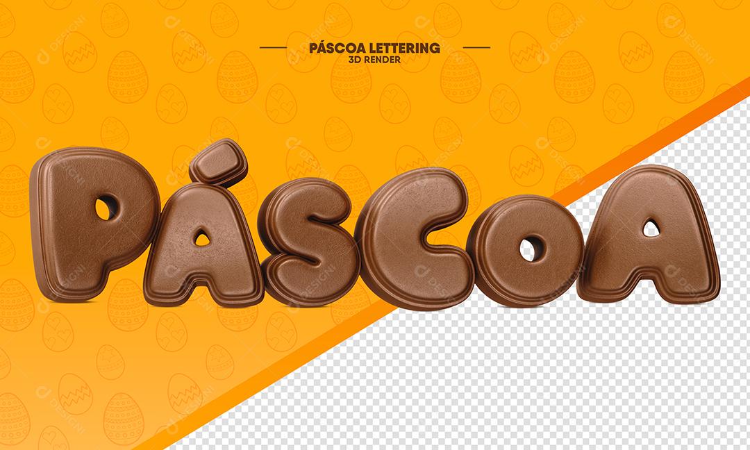 Texto 3D Páscoa Chocolate Para Composição PSD