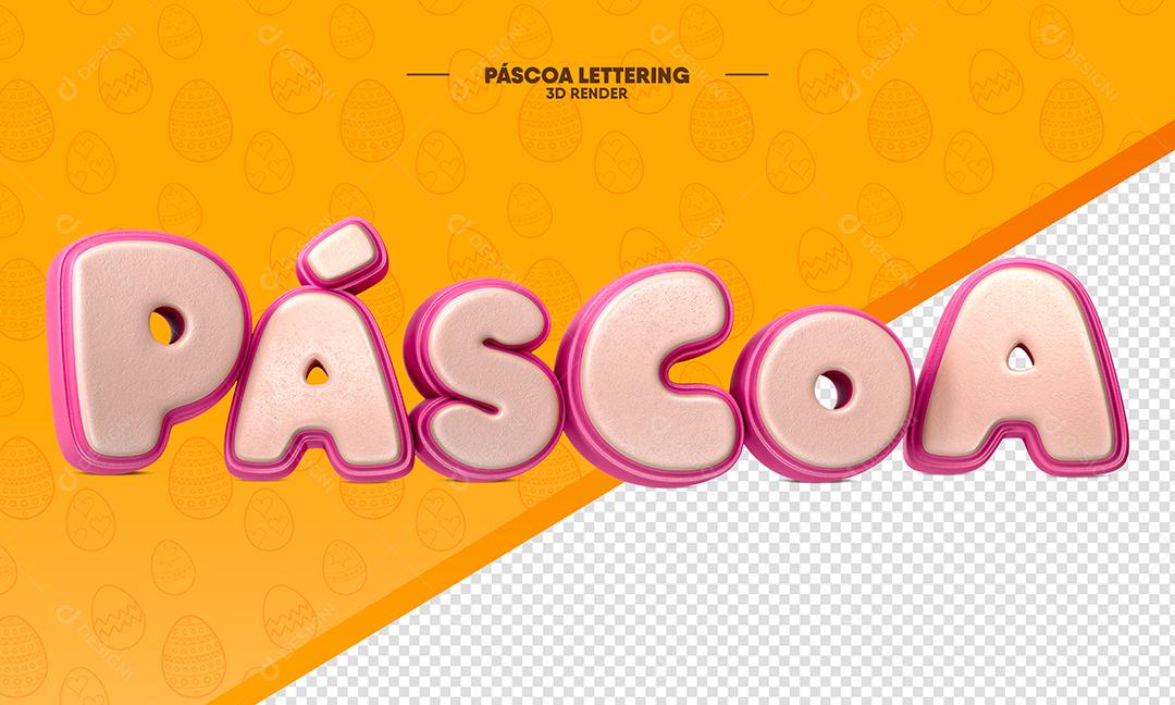 Texto 3D Páscoa Rosa Claro e Rosa Escuro Para Composição PSD