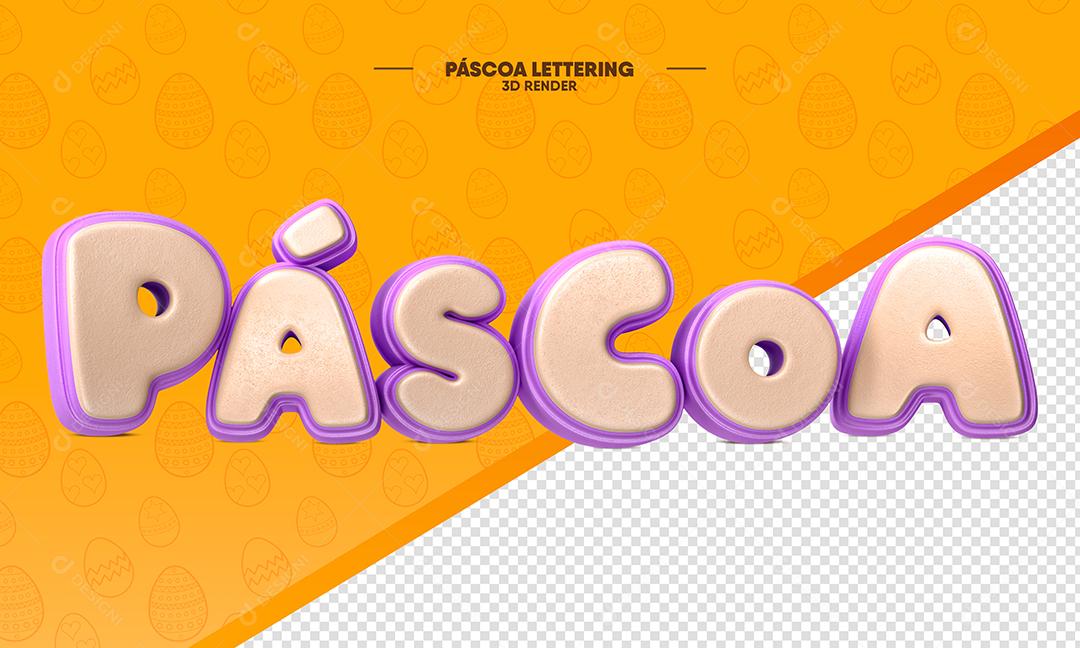 Texto 3D Páscoa Rosa e Roxo Para Composição PSD