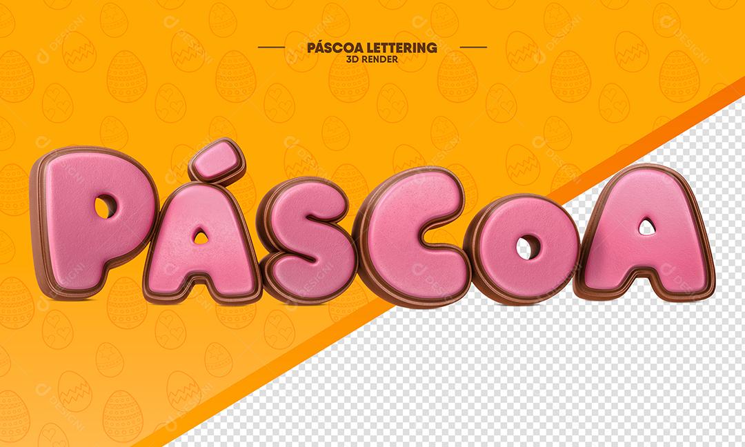 Texto 3D Páscoa Rosa Para Composição PSD