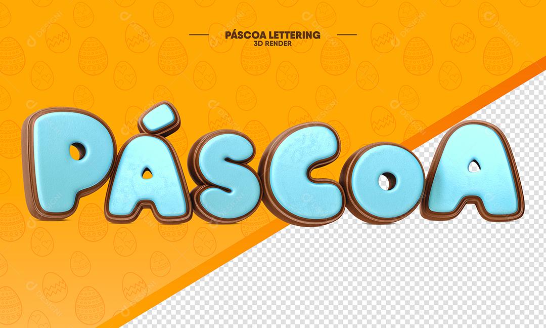 Texto 3D Páscoa Azul Marinho Para Composição PSD