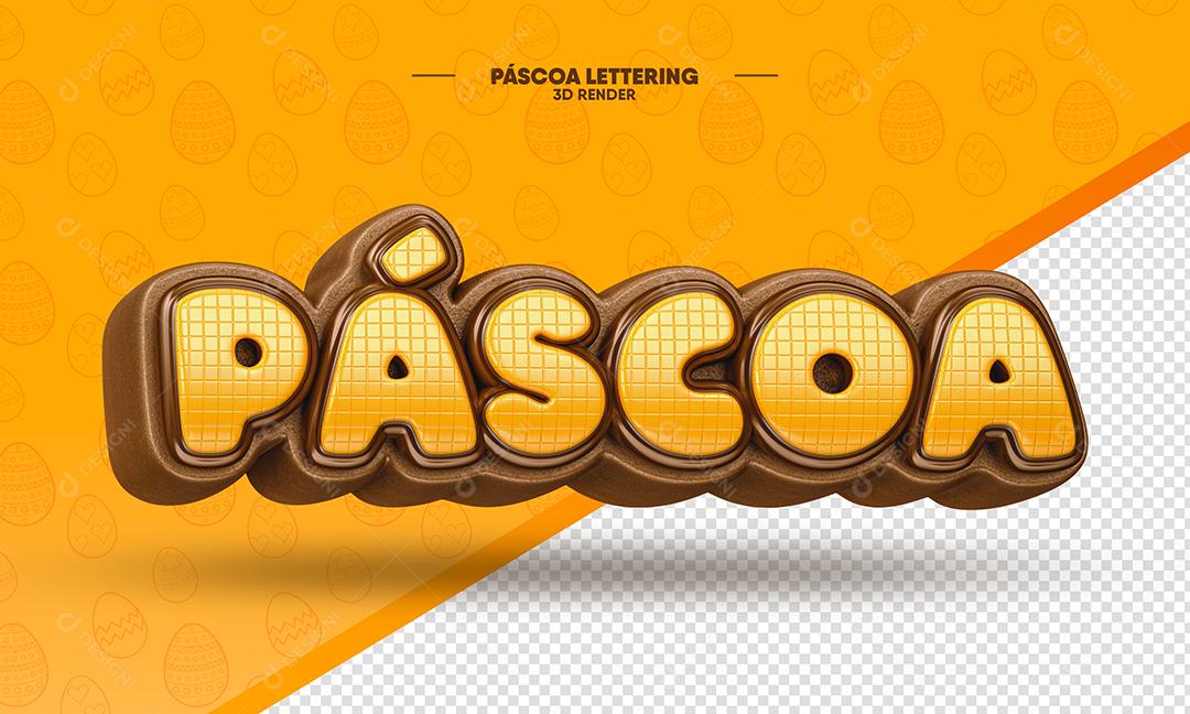 Páscoa Amarelo Texto 3D Para Composição PSD