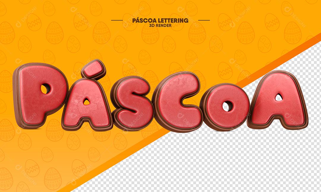 Texto 3D Páscoa Vermelho Para Composição PSD