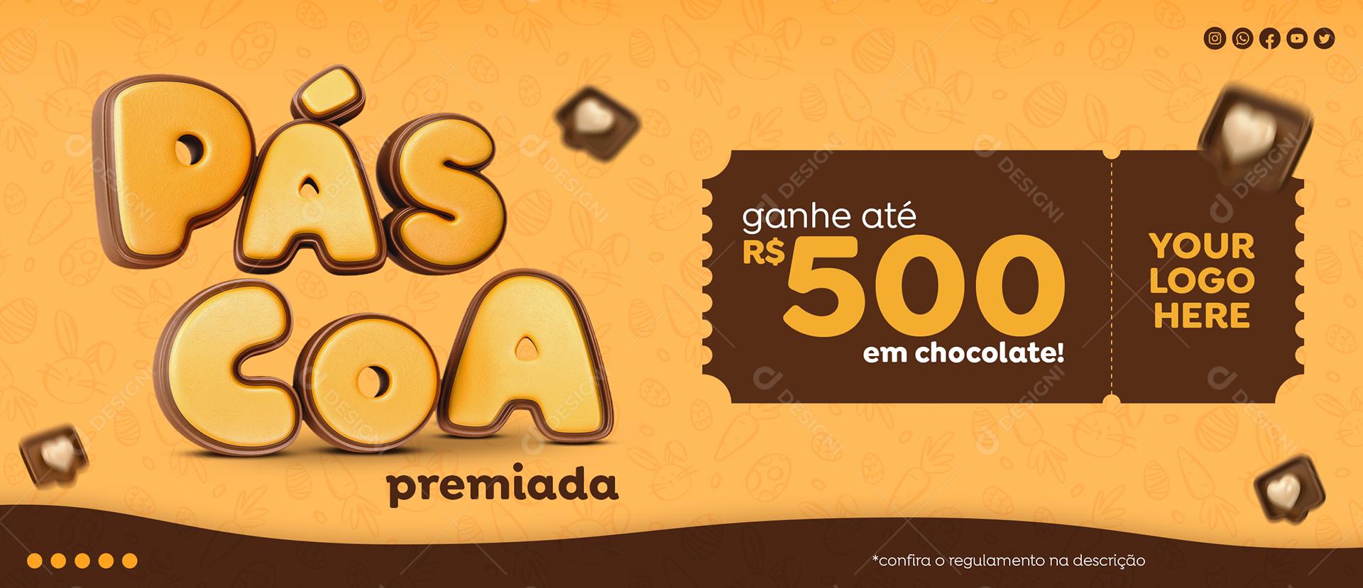 Social Media Banner Páscoa De Ofertas 50% De Desconto PSD Editável