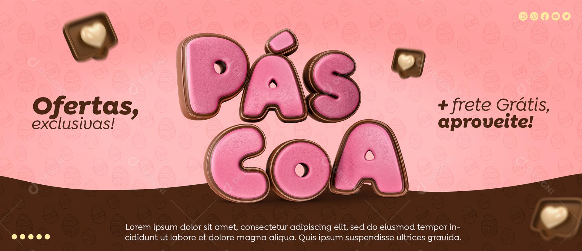 Social Media Banner Páscoa De Ofertas 50% De Desconto PSD Editável