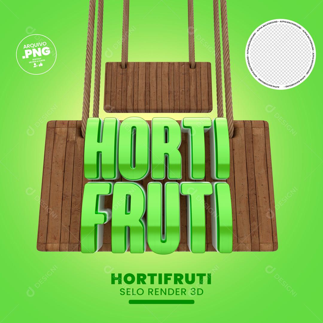 Selo 3D Para Composição Placa De Madeira Hortifrúti Da Feirinha PSD Editável