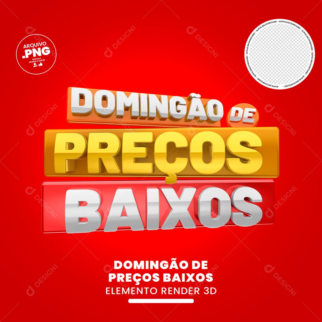 Selo 3D Para Composição Domingão Dos Preços Baixos PSD Editável