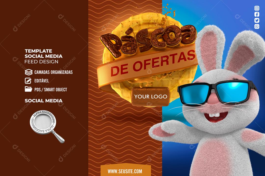 Selo 3D Para Composição Páscoa De Ofertas PSD Editável