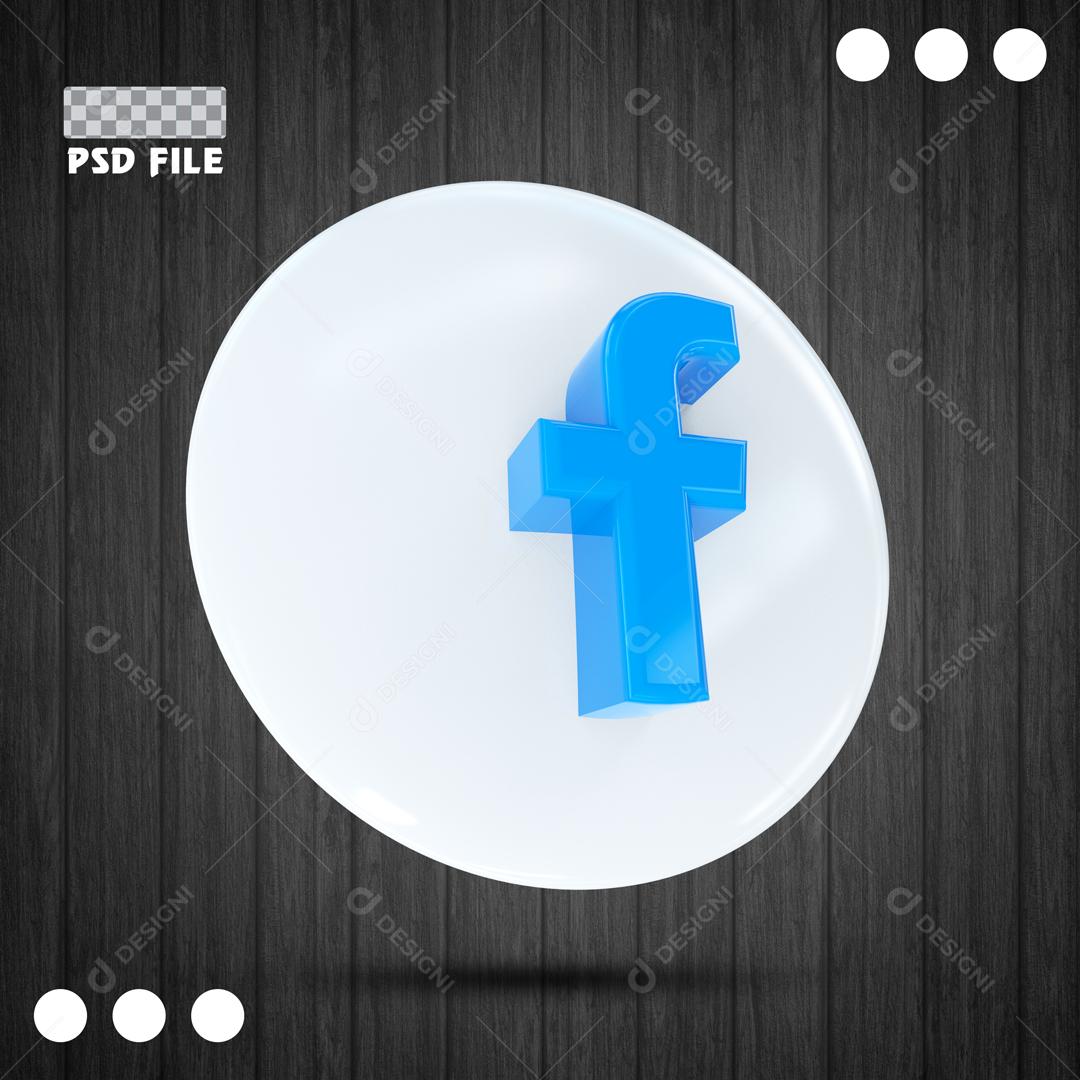 Ícone 3D Para Composição Rede Social Facebook PSD Editável