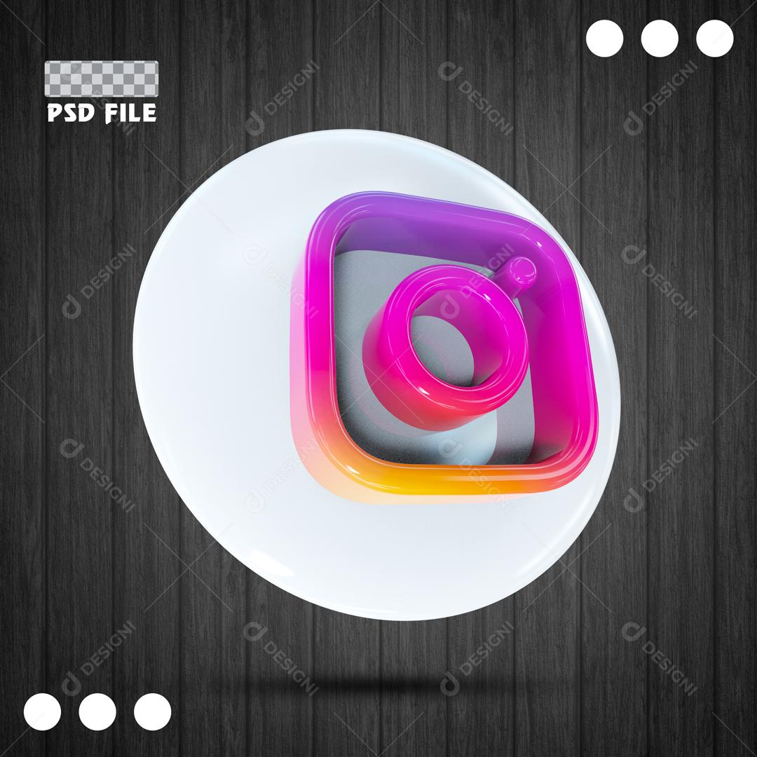 Ícone 3D Para Composição Rede Social Instagram PSD Editável