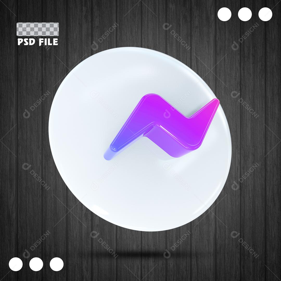 Ícone 3D Para Composição Rede Social Messenger PSD Editável