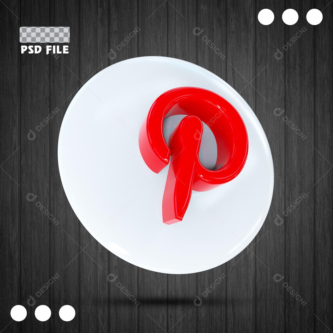 Ícone 3D Para Composição Rede Social Pinterest PSD Editável