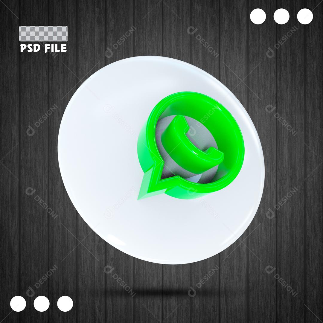 Ícone 3D Para Composição Rede Social WhatsApp PSD Editável