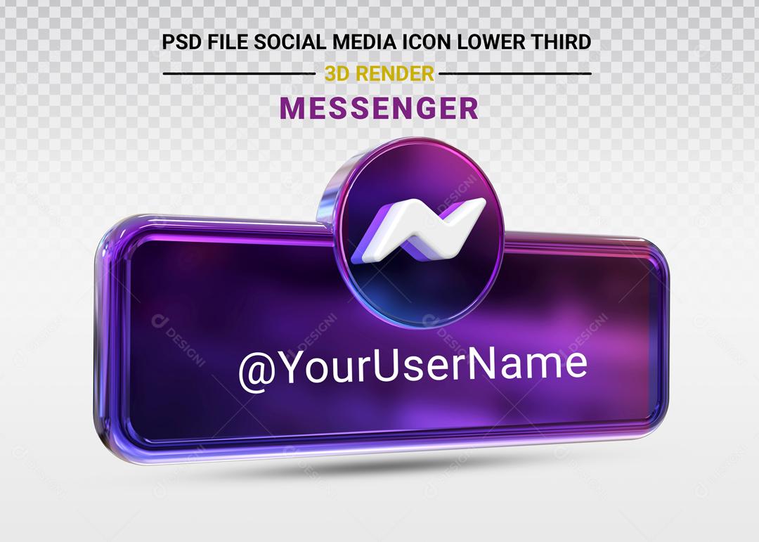 Ícone 3D Para Composição Rede Social Messenger PSD Editável