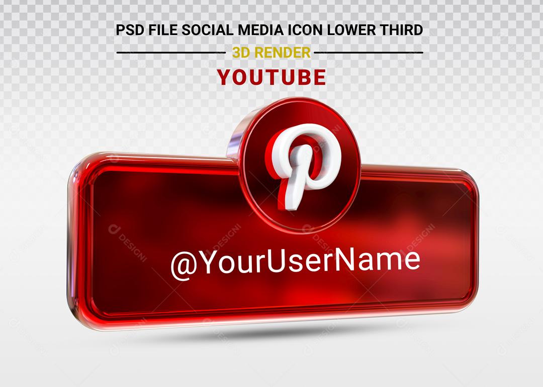Ícone 3D Para Composição Rede Social Pinterest PSD Editável