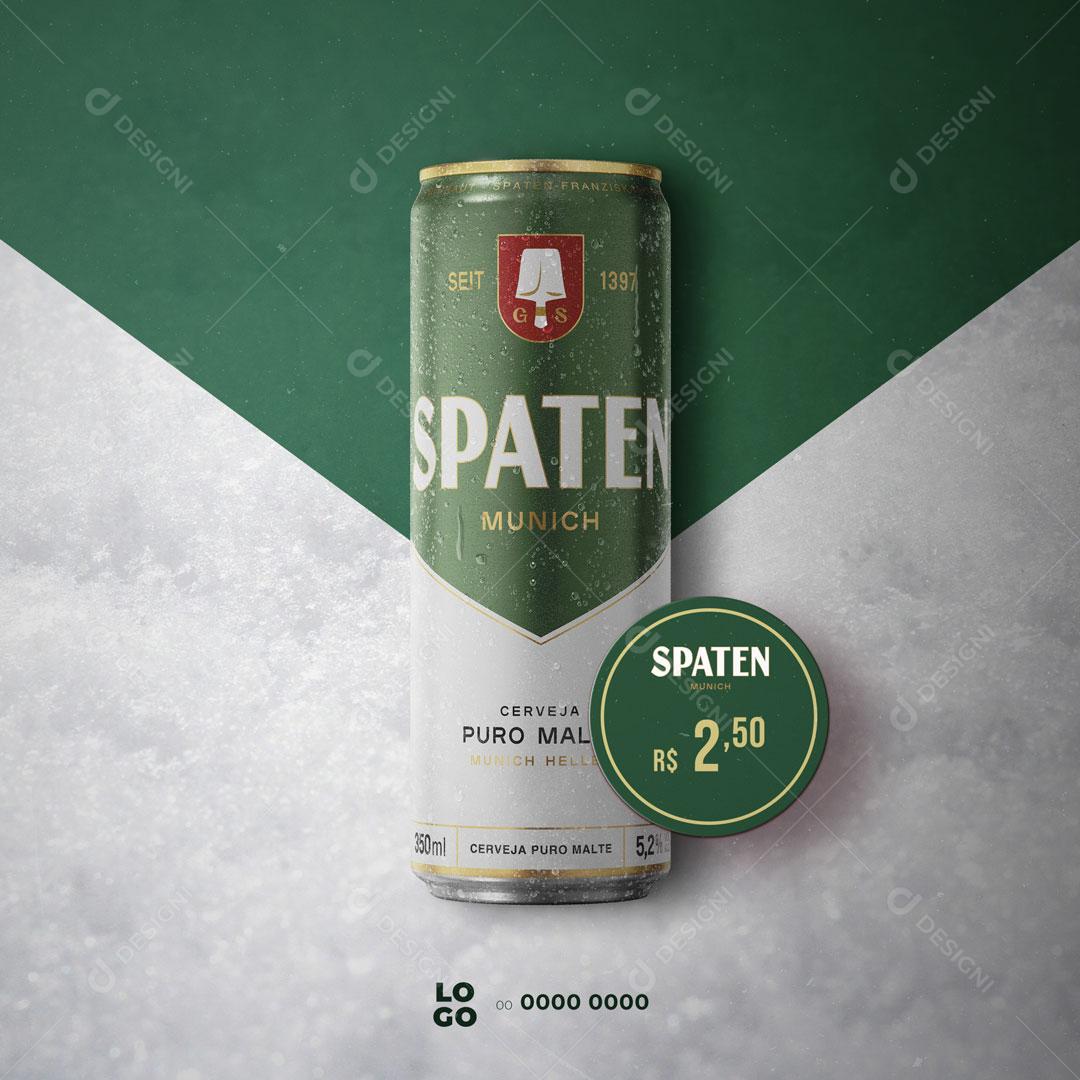 Post Bebidas Cerveja Gelada Spaten Social Media PSD Editável