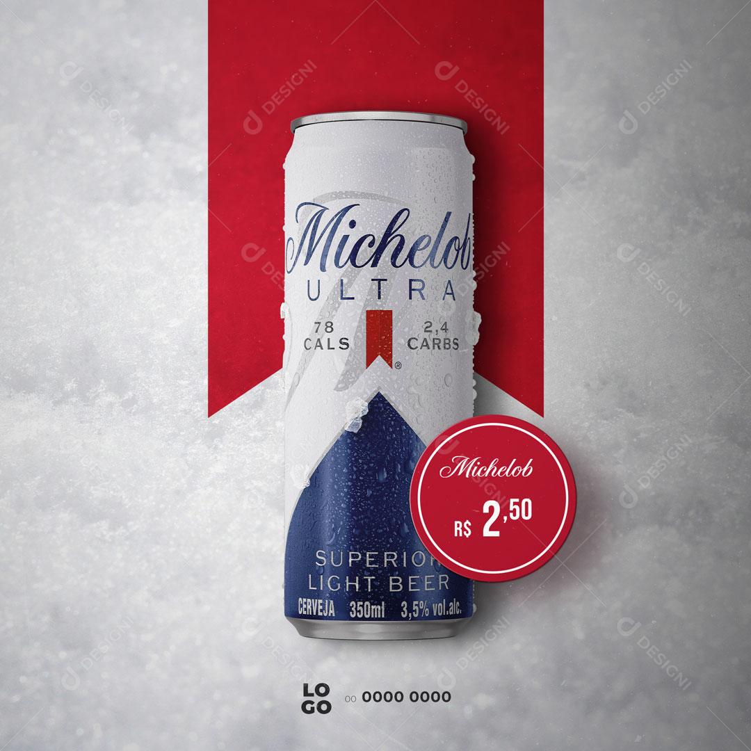Post Bebidas Cerveja Michelob Ultra Social Media PSD Editável