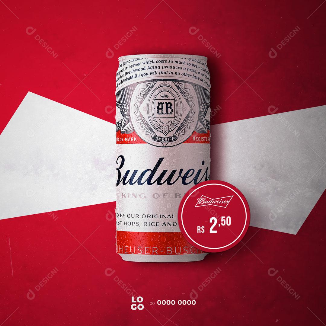 Social Media Bebidas Cerveja Budweiser PSD Editável