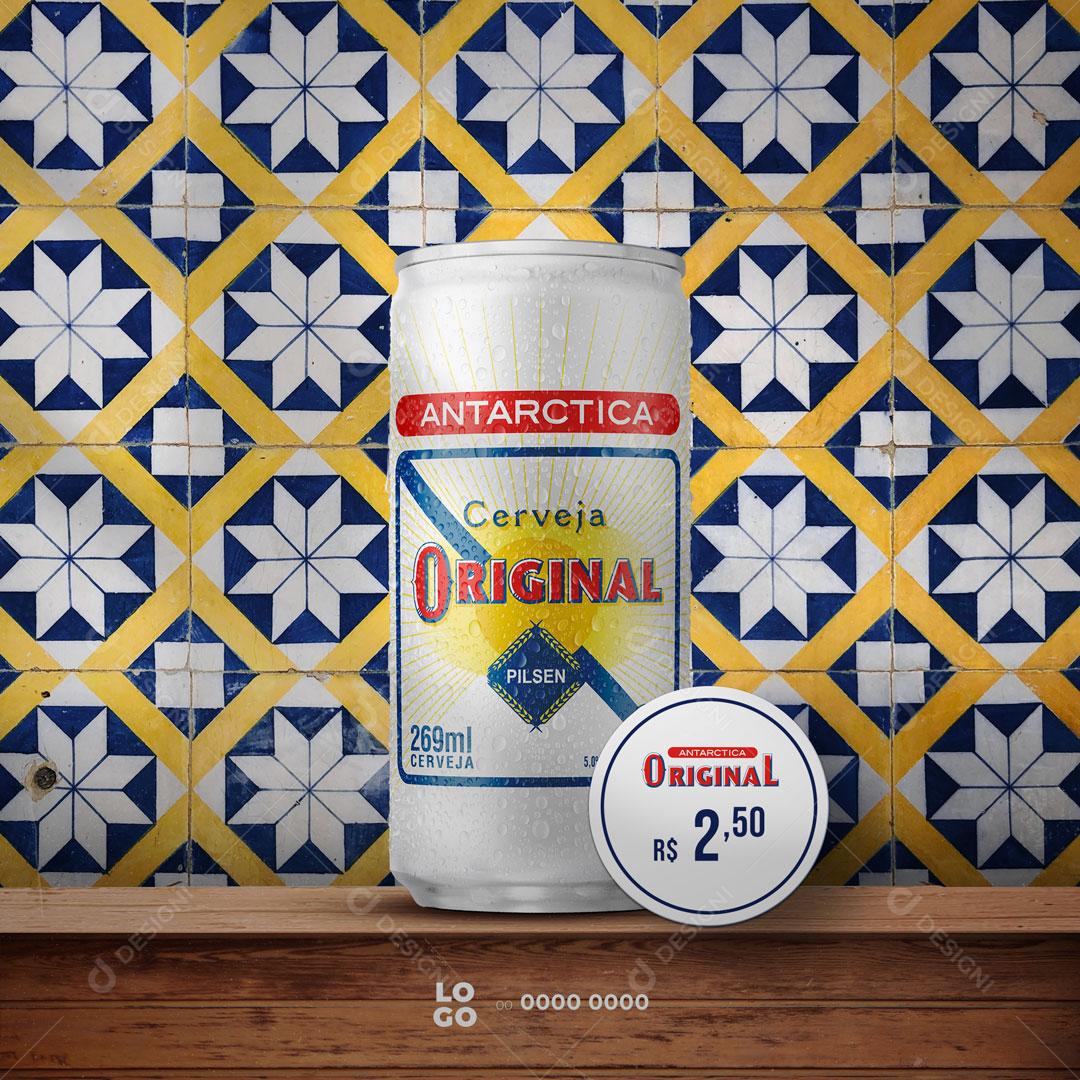 Post Bebidas Cerveja Antarctica Original Social Media PSD Editável