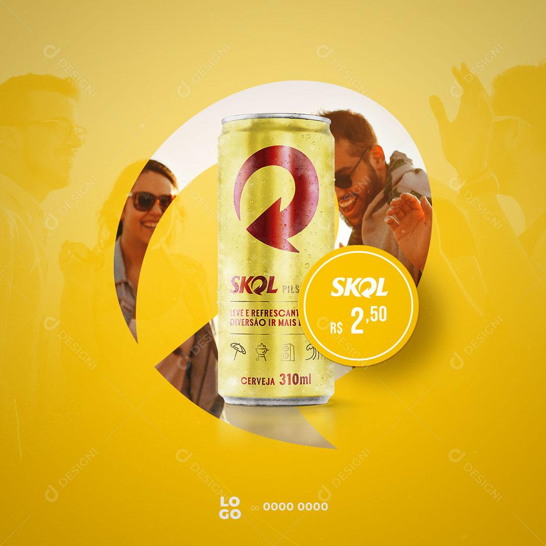 Social Media Bebidas Cerveja Skol Lata PSD Editável