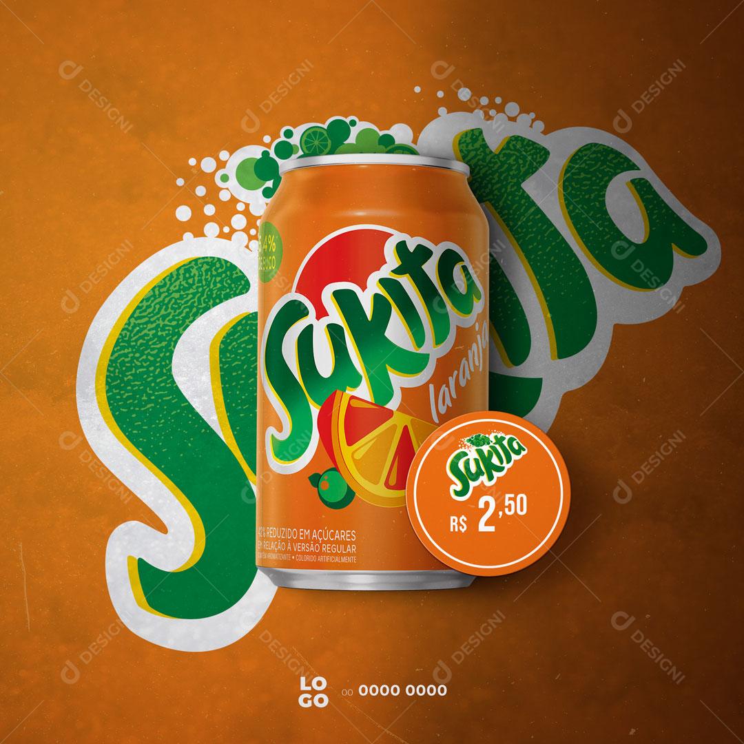 Social Media Bebidas Refrigerante Sukita Laranja PSD Editável